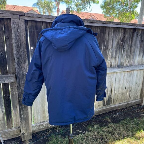 VTG Downhill Racer 1987 Men's Blue Down Filled Ski Snow Hooded Jacket Medium - Picture 7 of 11